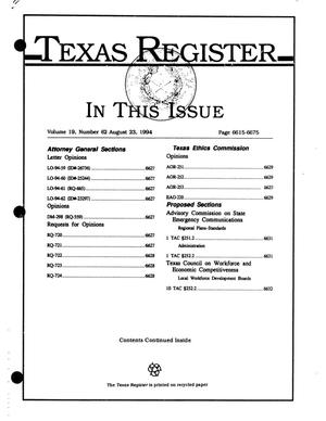 Primary view of object titled 'Texas Register, Volume 19, Number 62, Pages 6615-6675, August 23, 1994'.