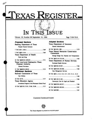Primary view of Texas Register, Volume 19, Number 68, Pages 7159-7213, September 13, 1994