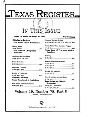 Primary view of object titled 'Texas Register, Volume 19, Number 78, (Part II), Pages 8441-8503, October 21, 1994'.