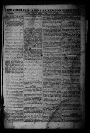 Primary view of The Civilian and Galveston Gazette. (Galveston, Tex.), Vol. 4, Ed. 1 Saturday, October 19, 1844
