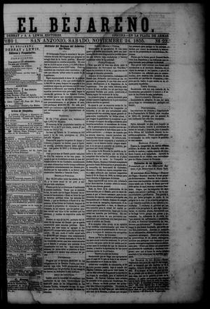 Primary view of El Bejareño. (San Antonio, Tex.), Vol. 1, No. 23, Ed. 1 Saturday, November 24, 1855