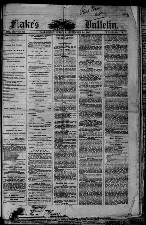 Primary view of object titled 'Flake's Daily Galveston Bulletin. (Galveston, Tex.), Vol. 3, No. 82, Ed. 1 Tuesday, September 24, 1867'.