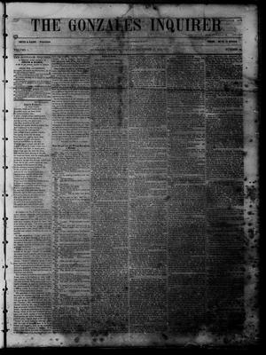 Primary view of object titled 'The Gonzales Inquirer (Gonzales, Tex.), Vol. 1, No. 29, Ed. 1 Saturday, December 17, 1853'.