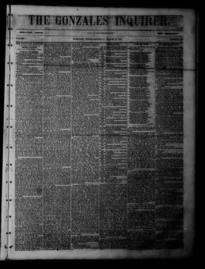 Primary view of object titled 'The Gonzales Inquirer (Gonzales, Tex.), Vol. 1, No. 42, Ed. 1 Saturday, March 18, 1854'.