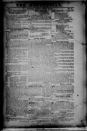 Primary view of The Houstonian. (Houston, Tex.), Vol. 1, No. 71, Ed. 1 Friday, August 20, 1841