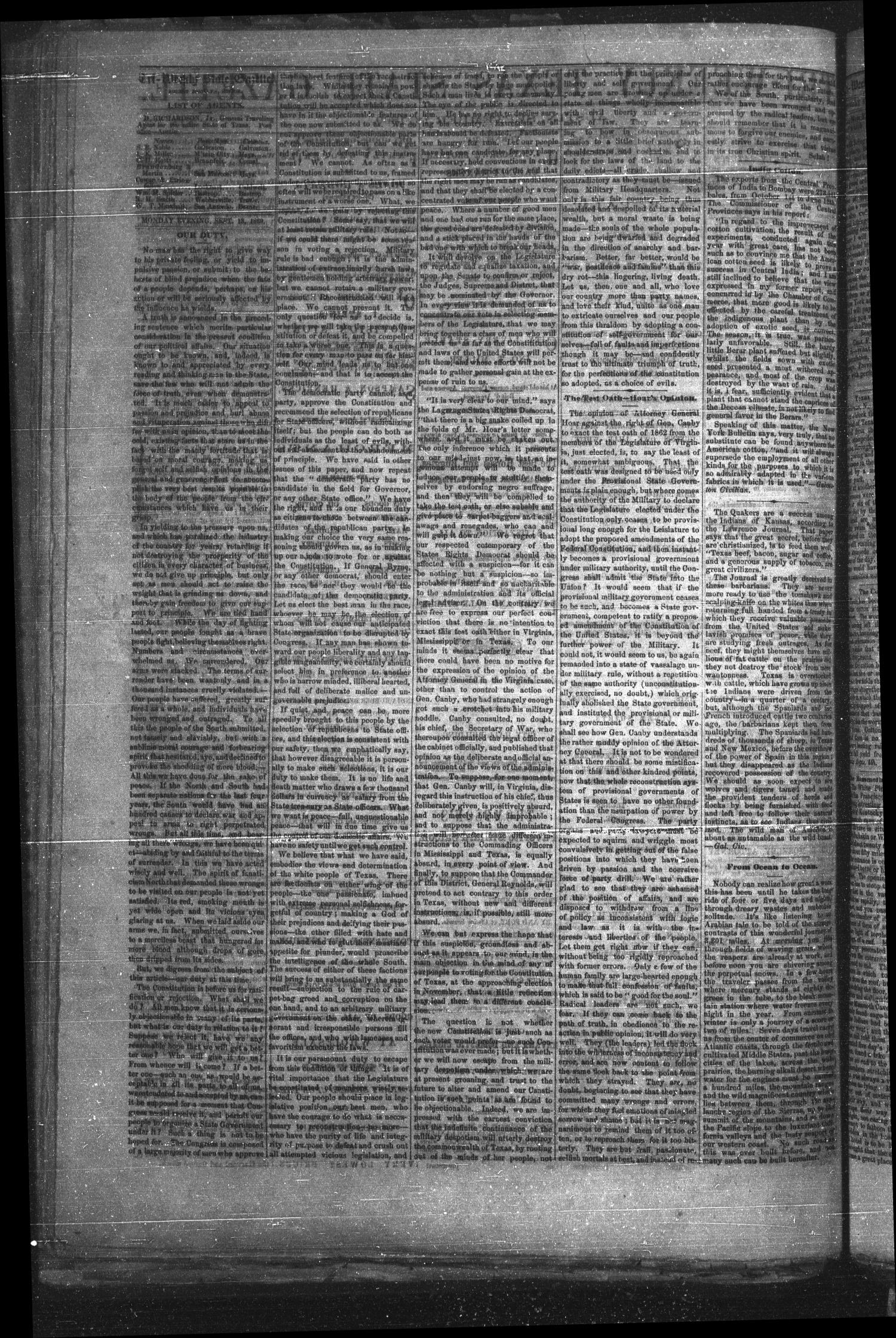 Tri-Weekly Texas State Gazette. (Austin, Tex.), Vol. 2, No. 123, Ed. 1 Monday, September 13, 1869
                                                
                                                    [Sequence #]: 2 of 4
                                                
