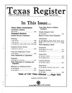 Primary view of object titled 'Texas Register, Volume 18, Number 52, Pages 4357-4424, July 6, 1993'.
