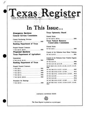 Primary view of object titled 'Texas Register, Volume 18, Number 96, Pages 9869-9959, December 24, 1993'.