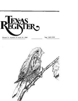 Primary view of object titled 'Texas Register, Volume 21, Number 27, Pages 3283-3398, April 16, 1996'.
