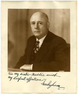 Primary view of object titled 'Autographed Photo of Sam Rayburn'.