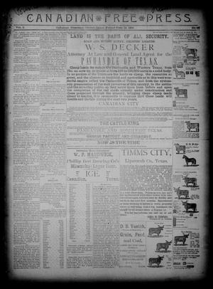 Primary view of object titled 'Canadian Free Press. (Canadian, Tex.), Vol. 2, No. 46, Ed. 1 Friday, June 14, 1889'.