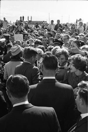 Primary view of object titled '[The Kennedys among the crowd at Dallas Love Field]'.