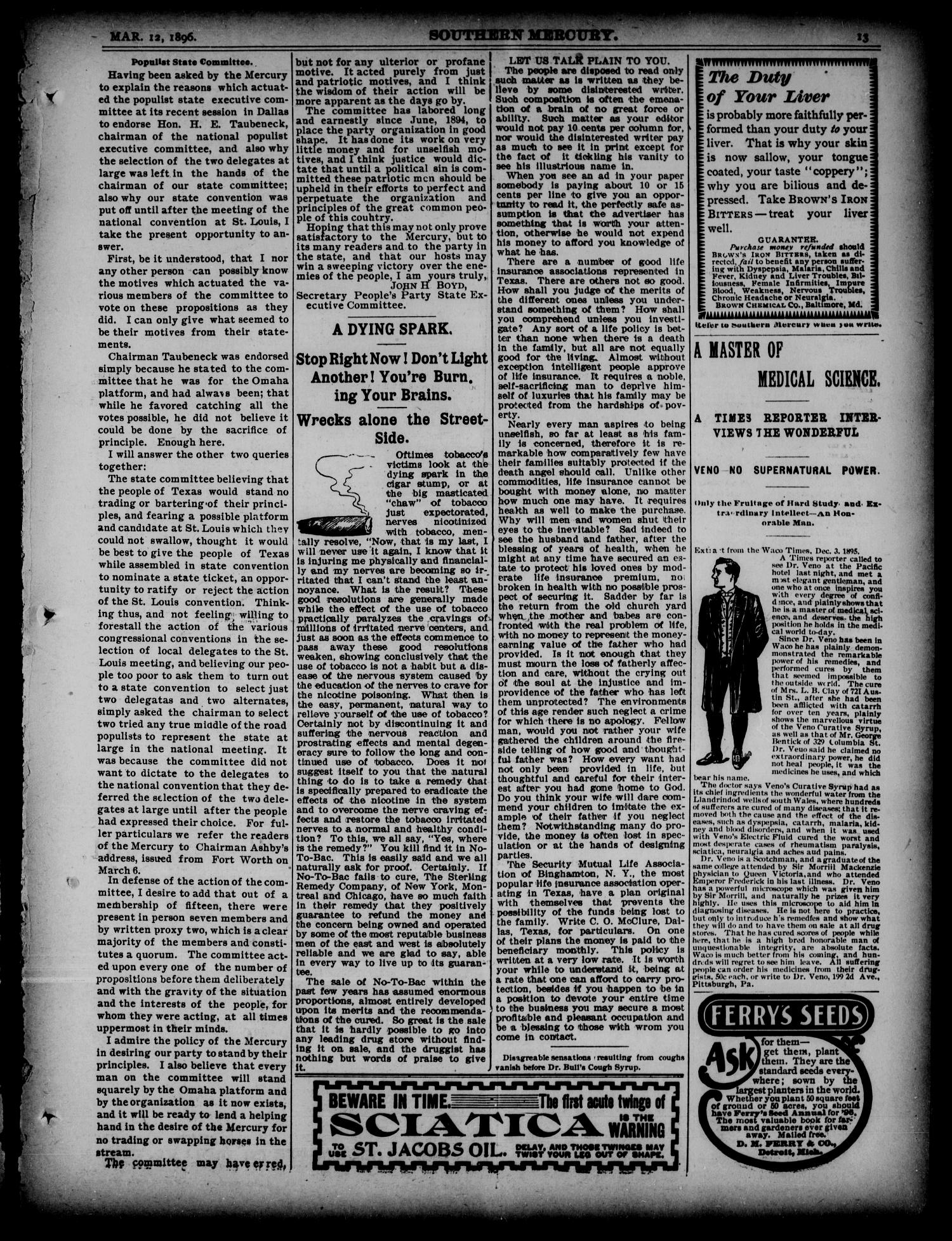The Southern Mercury. (Dallas, Tex.), Vol. 15, No. 11, Ed. 1 Thursday, March 12, 1896
                                                
                                                    [Sequence #]: 13 of 16
                                                