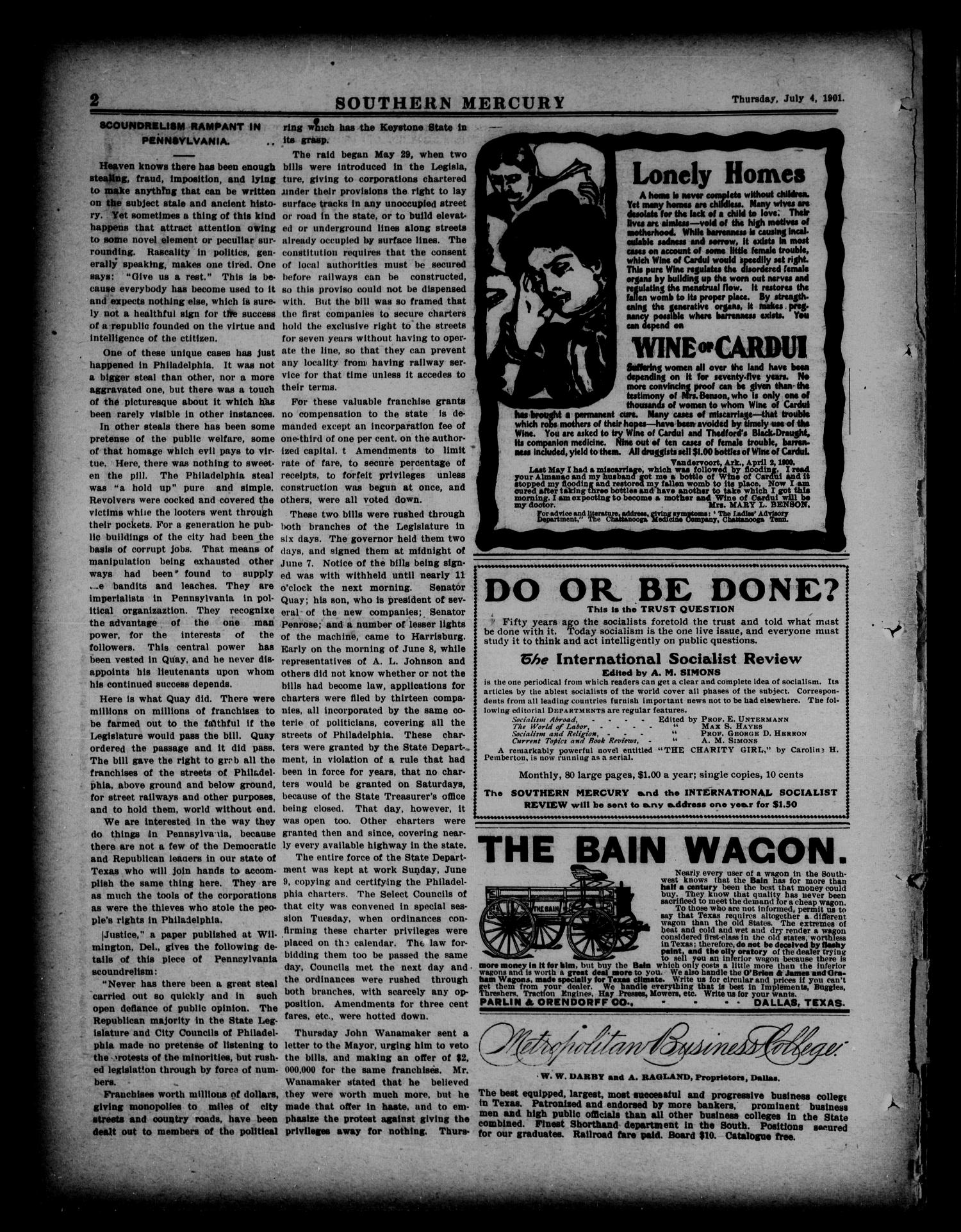 Southern Mercury. (Dallas, Tex.), Vol. 21, No. 27, Ed. 1 Thursday, July 4, 1901
                                                
                                                    [Sequence #]: 2 of 16
                                                