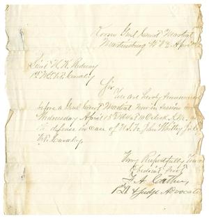 Primary view of object titled '[General court martial order, April 12, 1864]'.