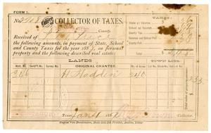 Primary view of object titled '[Receipt for taxes paid, January 4, 1889]'.