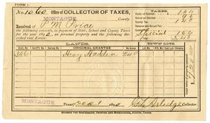Primary view of object titled '[Receipt for taxes paid, December 1, 1890]'.