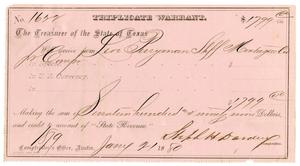 Primary view of object titled '[Triplicate Warrant, January 21, 1880]'.
