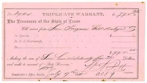 Primary view of object titled '[Triplicate Warrant, July 7, 1880]'.