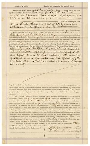 Primary view of object titled '[Warranty Deed, March 14, 1903]'.