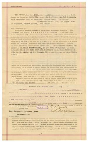 Primary view of object titled '[Mortgage Deed, August 21, 1907]'.