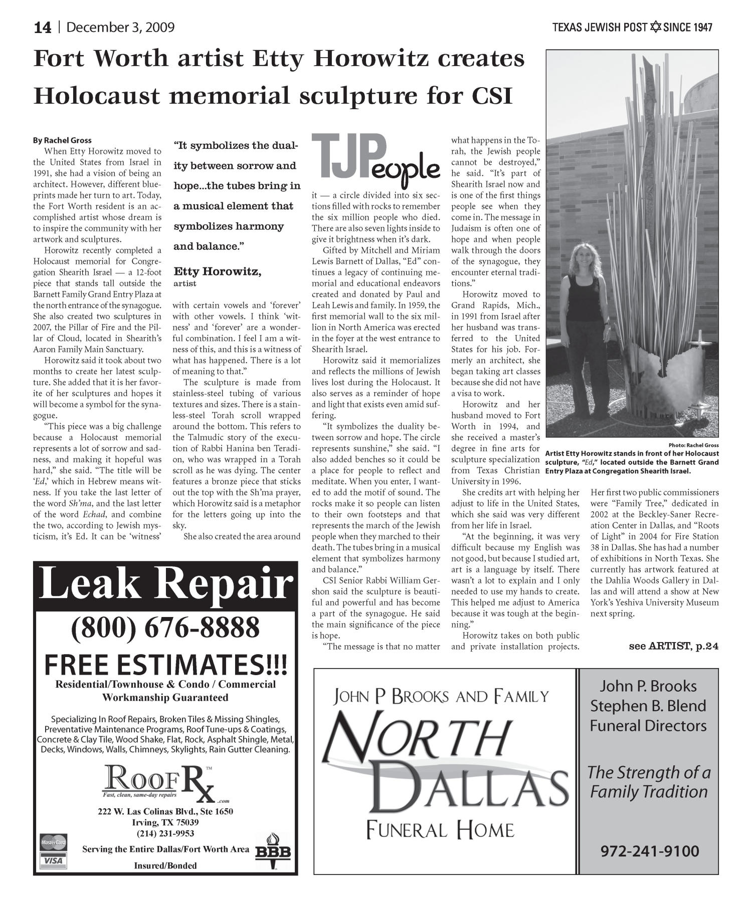 Texas Jewish Post (Fort Worth, Tex.), Vol. 63, No. 49, Ed. 1 Thursday, December 3, 2009
                                                
                                                    [Sequence #]: 14 of 36
                                                