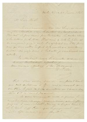 Primary view of object titled '[Letter from Henri Castro to Ferdinand Louis Huth, January 23, 1845]'.