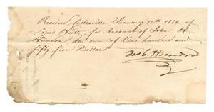 Primary view of object titled '[Receipt for $150, January 12, 1854]'.