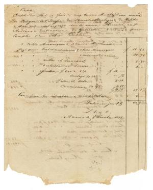 Primary view of object titled '[Document stating the expenses aboard the Henrich bound for Galveston, December 1843]'.