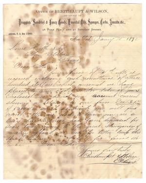 Primary view of object titled '[Letter from Breithaupt & Wilson to Louis Huth, Esq., January 15, 1872]'.