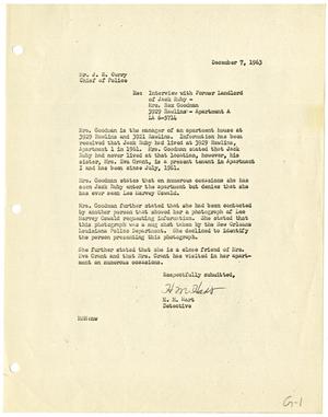 Primary view of object titled '[Report from Detective H. M. Hart to Chief of Police J. E. Curry - December 7, 1963]'.