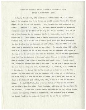 Primary view of object titled '[Leslie D. Montgomery's Report on Officer's Duties in Regards to Oswald's Murder - #1047, #2]'.