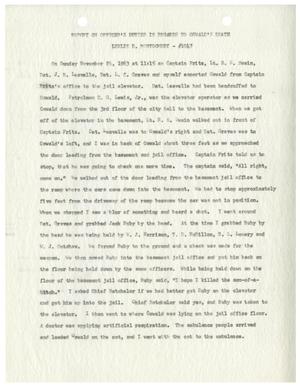 Primary view of object titled '[Leslie D. Montgomery's Report on Officer's Duties in Regards to Oswald's Murder - #1047, #3]'.
