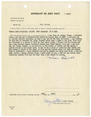 Primary view of object titled '[Affidavit In Any Fact by Warren Allen Reynolds, March 16, 1964 #2]'.