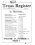 Thumbnail image of item number 1 in: 'Texas Register, Volume 17, Number 7, (Part I) Pages 493-637, January 28, 1992'.