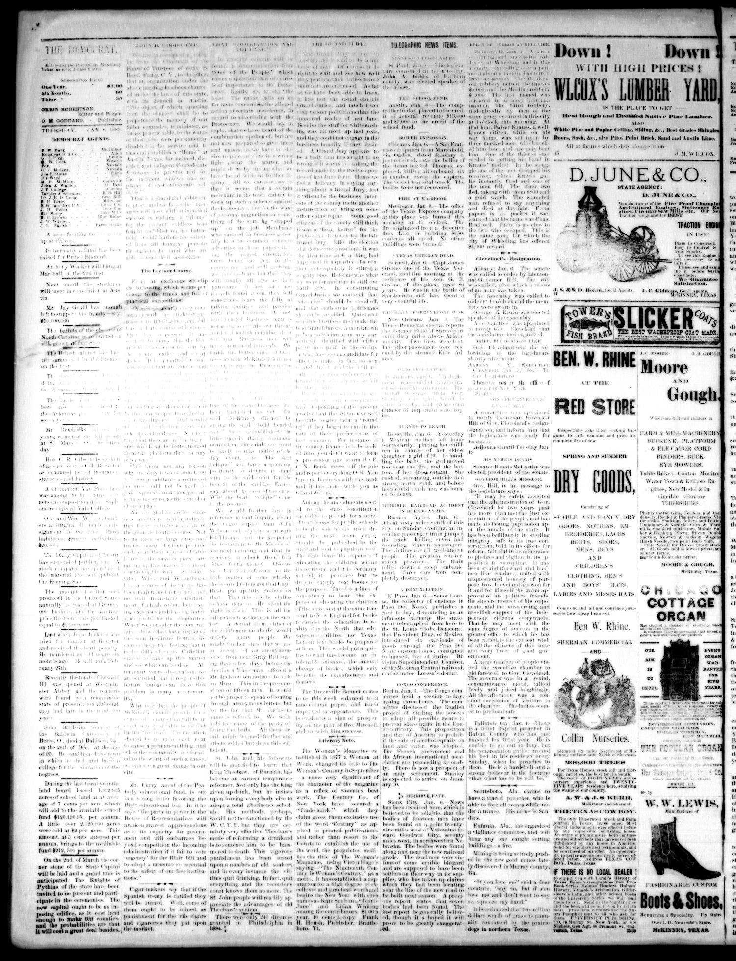 The Democrat. (McKinney, Tex.), Vol. 1, No. 48, Ed. 1 Thursday, January 8, 1885
                                                
                                                    [Sequence #]: 2 of 4
                                                