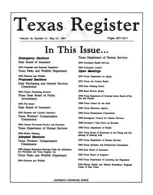 Primary view of object titled 'Texas Register, Volume 16, Number 41, Pages 2971-3011, May 31, 1991'.