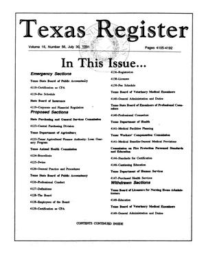 Primary view of object titled 'Texas Register, Volume 16, Number 56, Pages 4105-4192, July 30, 1991'.