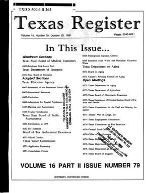 Primary view of object titled 'Texas Register, Volume 16, Number 79, (Part II), Pages 6045-6091, October 25, 1991'.