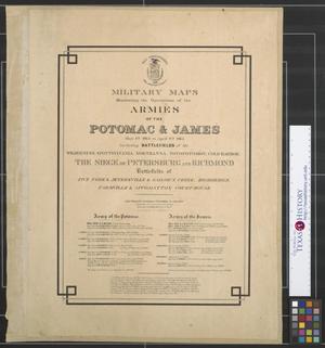 Primary view of object titled '[Front Cover: Military Maps illustrating the Operations of the Armies of the Potomac & James, May 4th 1864 to April 9th 1865]'.