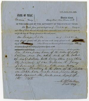 Primary view of object titled 'Documents pertaining to the case of The State of Texas vs. George Foos, cause no. 302, 1853'.