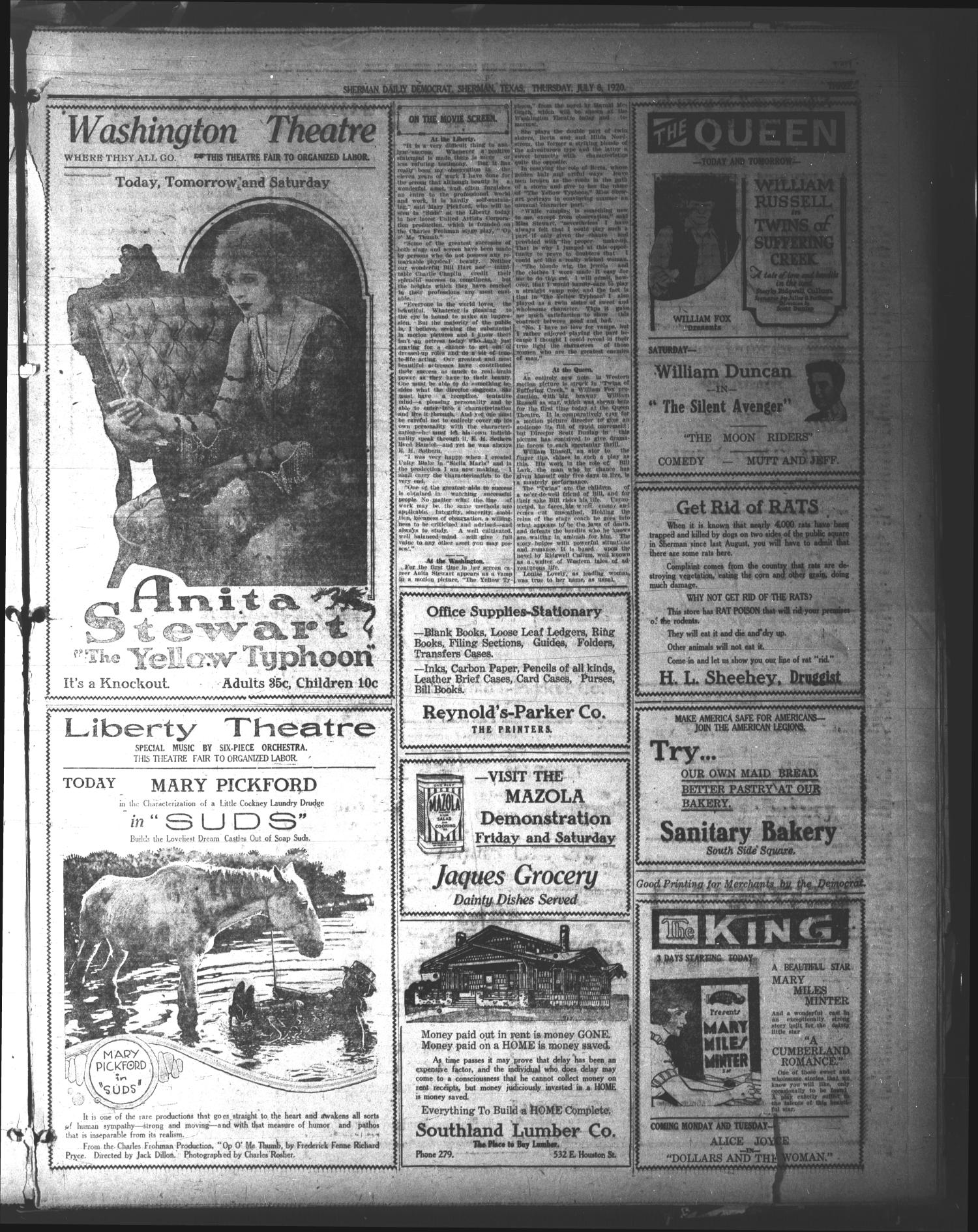 Sherman Daily Democrat (Sherman, Tex.), Vol. 39, No. 292, Ed. 1 Thursday, July 8, 1920
                                                
                                                    [Sequence #]: 3 of 8
                                                
