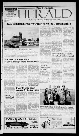 Primary view of object titled 'Rio Grande Herald (Rio Grande City, Tex.), Vol. 95, No. 38, Ed. 1 Thursday, September 18, 2008'.