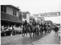 Photograph: Texas Sesquicentennial Wagon Train in the Fort Worth Stockyards