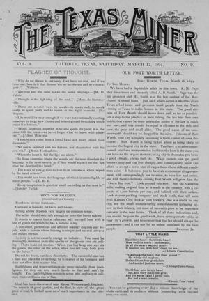 Primary view of object titled 'The Texas Miner, Volume 1, Number 9, March 17, 1894'.