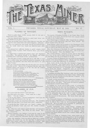 Primary view of object titled 'The Texas Miner, Volume 1, Number 17, May 12, 1894'.