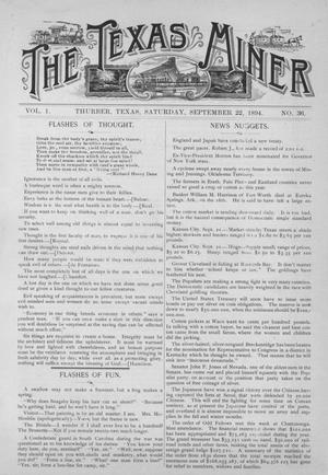 Primary view of object titled 'The Texas Miner, Volume 1, Number 36, September 22, 1894'.
