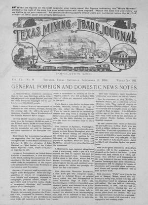 Primary view of object titled 'Texas Mining and Trade Journal, Volume 4, Number 9, Saturday, September 16, 1899'.