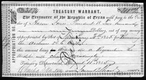 Primary view of object titled '[Republic of Texas Treasury Warrant]'.
