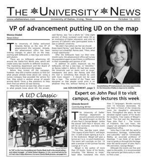 Primary view of The University News (Irving, Tex.), Vol. 36, No. 6, Ed. 1 Tuesday, October 12, 2010